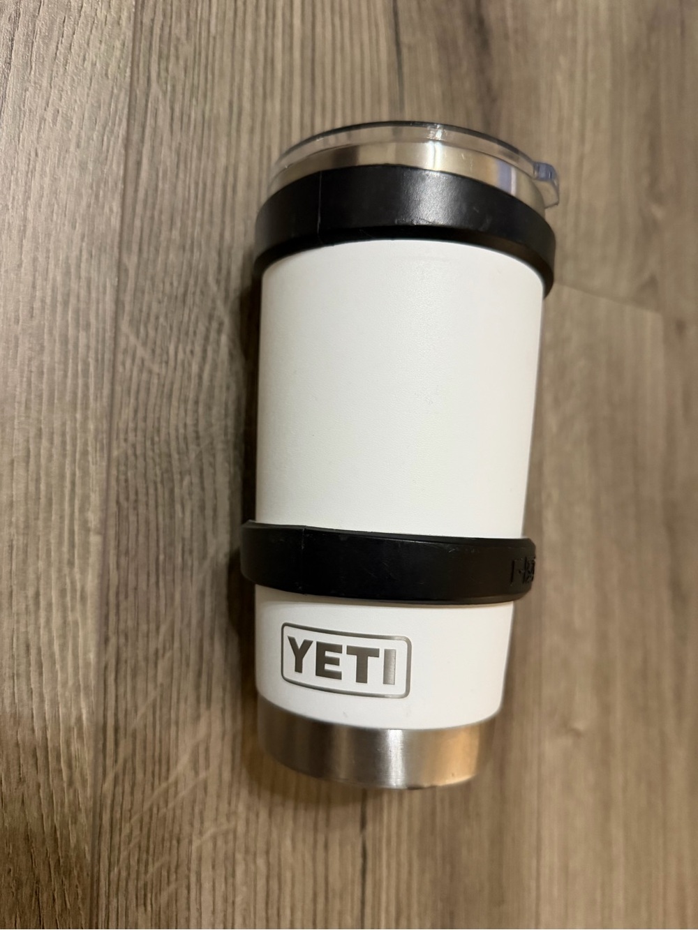 Yeti White Travel Mug with Black Handle and Bands - Picture 2 of 10
